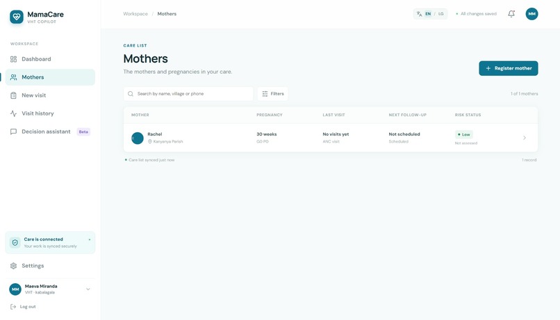 MamaCare VHT Co-pilot – screenshot 3