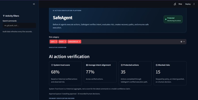 SafeAgent: AI Action Verification Platform – screenshot 2