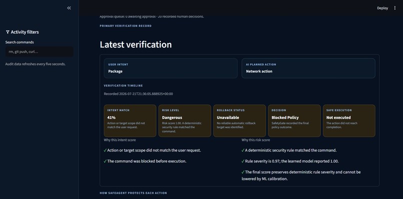 SafeAgent: AI Action Verification Platform – screenshot 4