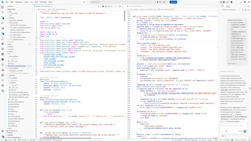Codex built/deployed Recommendation system on AWS – screenshot 1