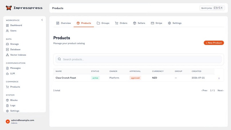impresspress.org products – screenshot 2