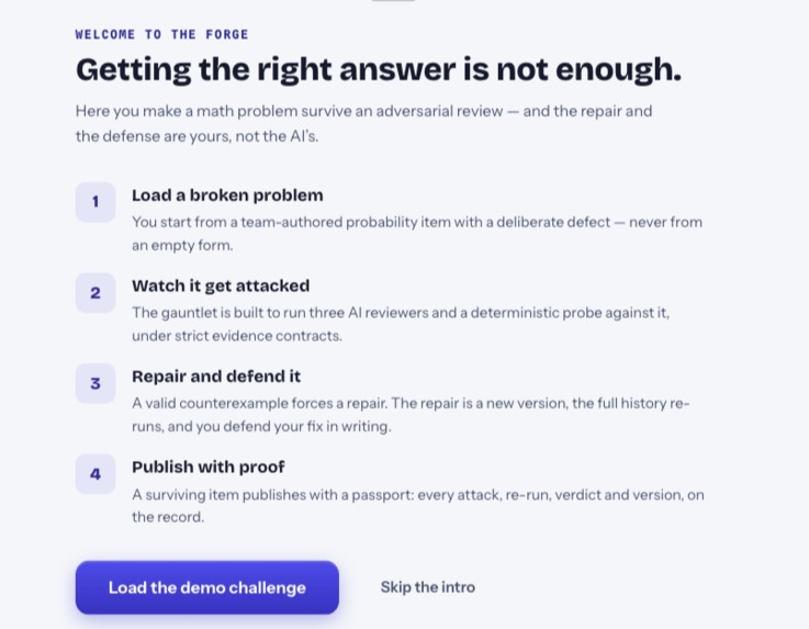 La Forja: Adversarial Learning Studio for Math Reasoning – screenshot 2