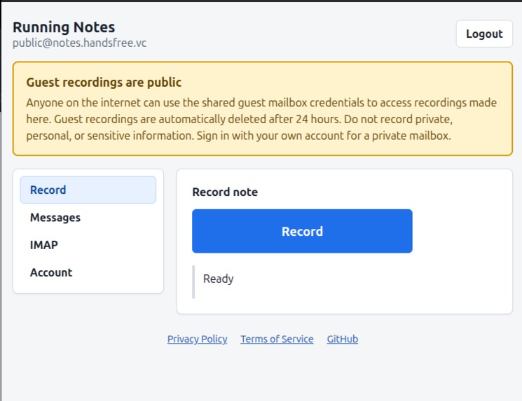 Running Notes – screenshot 1