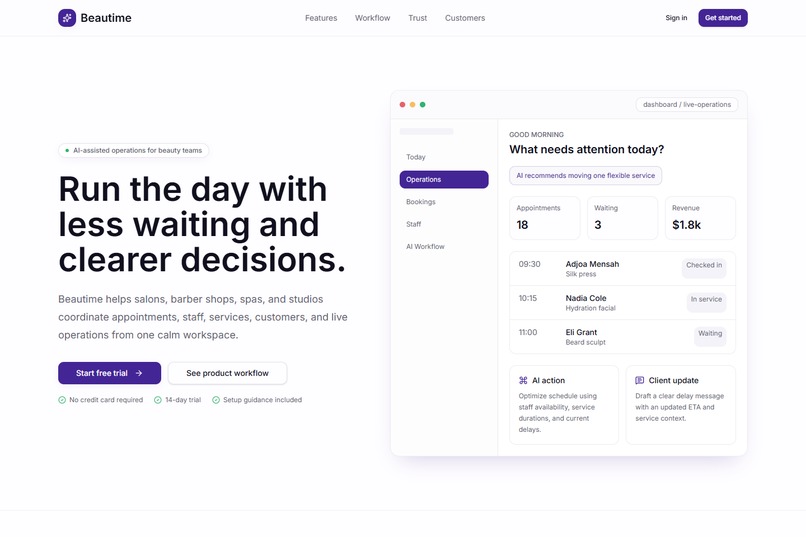 Beautime: AI Beauty Operations Platform – screenshot 1