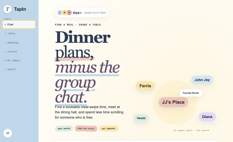 TapIn — Campus meals, matched. – screenshot 1
