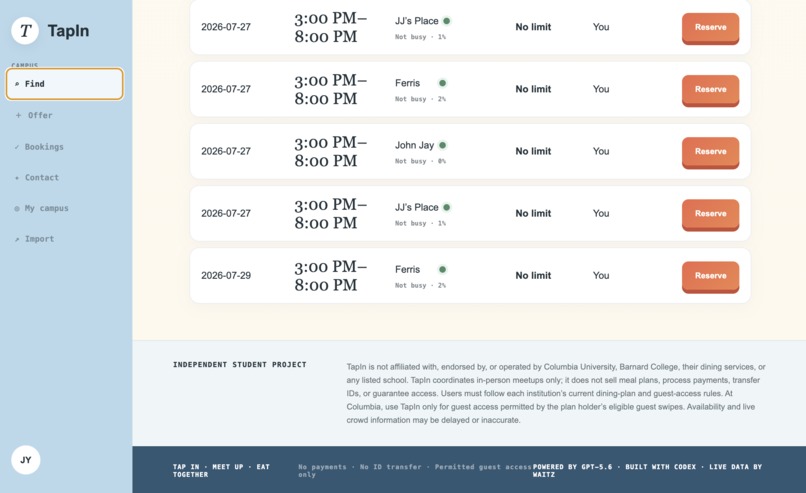 TapIn — Campus meals, matched. – screenshot 3
