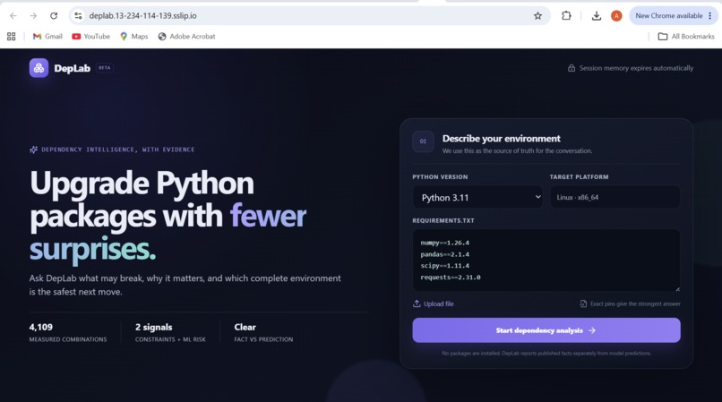 DepLab - Python dependency risk advisor – screenshot 3