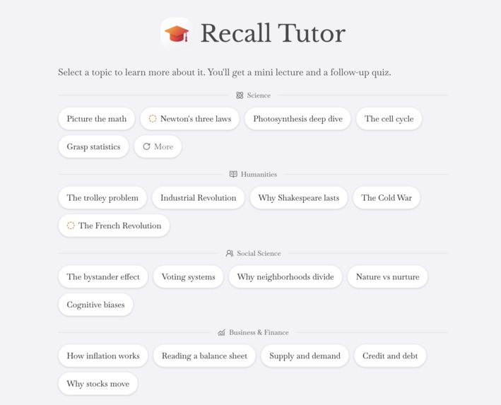 Recall Tutor – screenshot 1