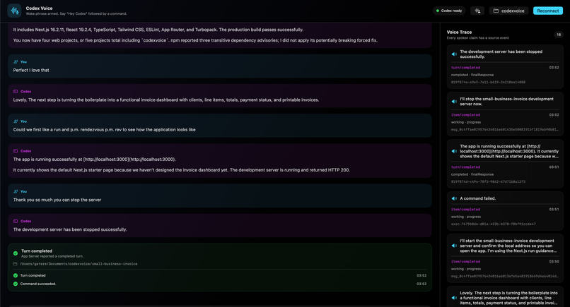 Codex Voice – screenshot 1