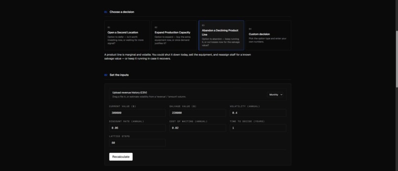 OptionRun – screenshot 1