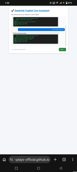 DataHub Copilot - Metadata-Aware Code & Query Generator – screenshot 1