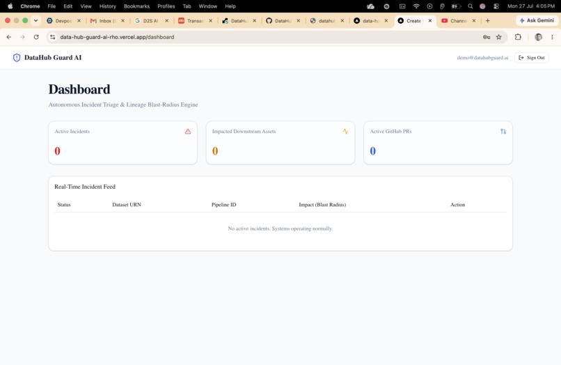 DataHub Guard AI: Autonomous Incident Triage Engine – screenshot 1