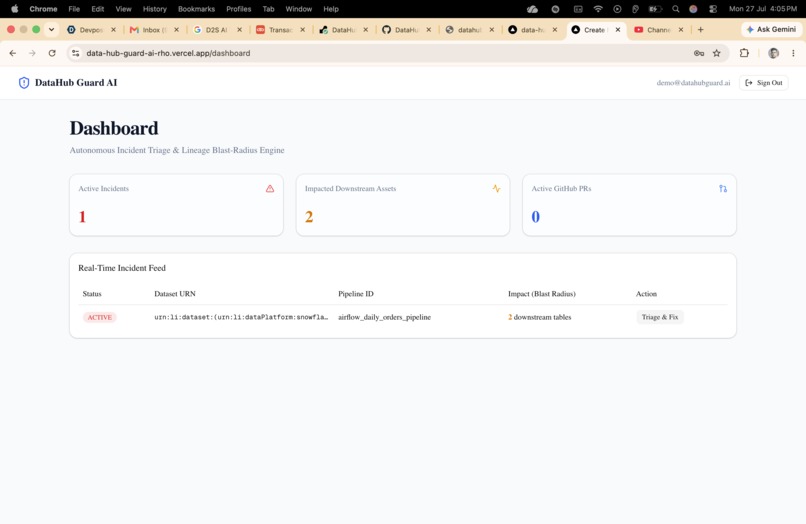 DataHub Guard AI: Autonomous Incident Triage Engine – screenshot 2