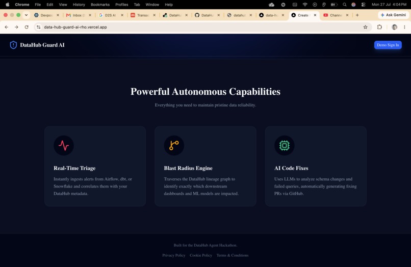 DataHub Guard AI: Autonomous Incident Triage Engine – screenshot 4