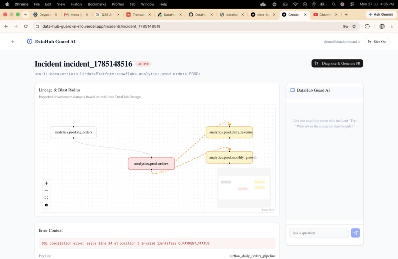 DataHub Guard AI: Autonomous Incident Triage Engine – screenshot 5