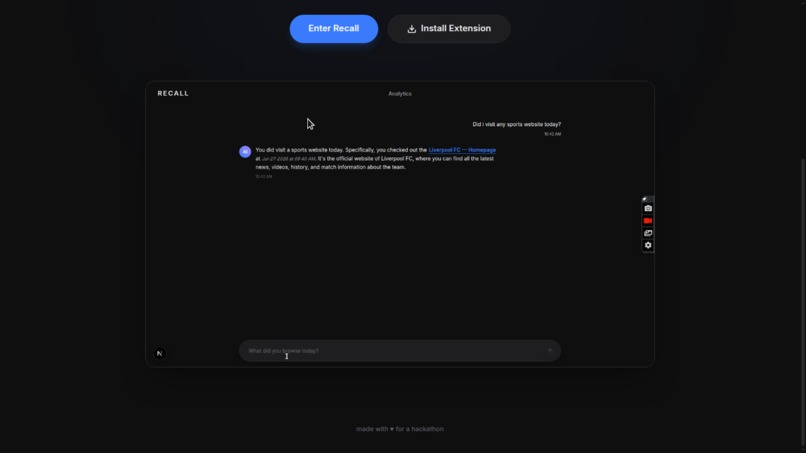 Recall – screenshot 2