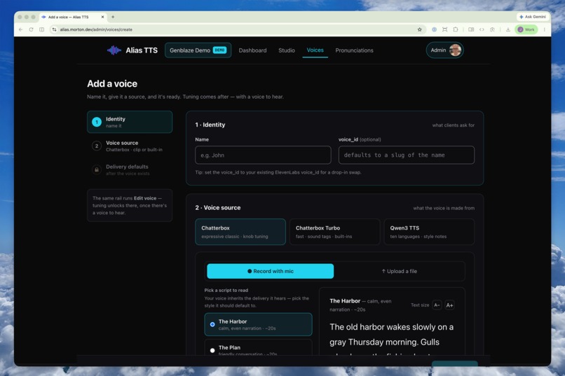 Alias TTS: one server, two APIs, your voices – screenshot 8