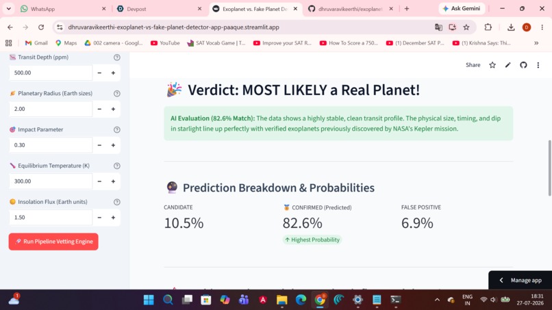 Exoplanet vs. Fake Planet Detector – screenshot 2