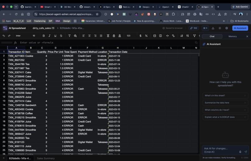 AI Spreadsheet – screenshot 1