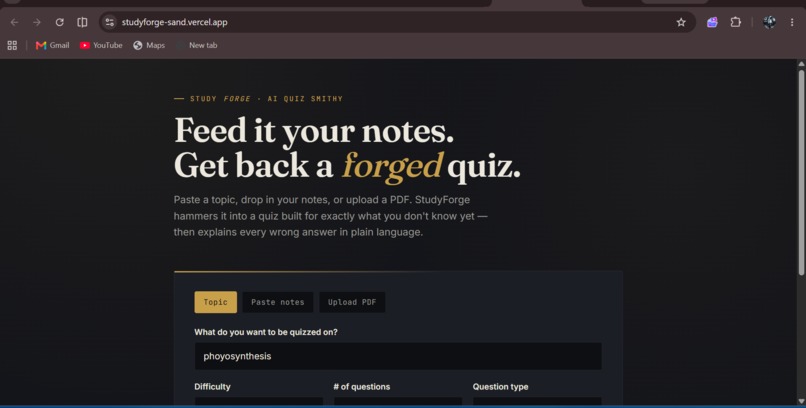 StudyForge – AI Personalized Quiz Generator – screenshot 2