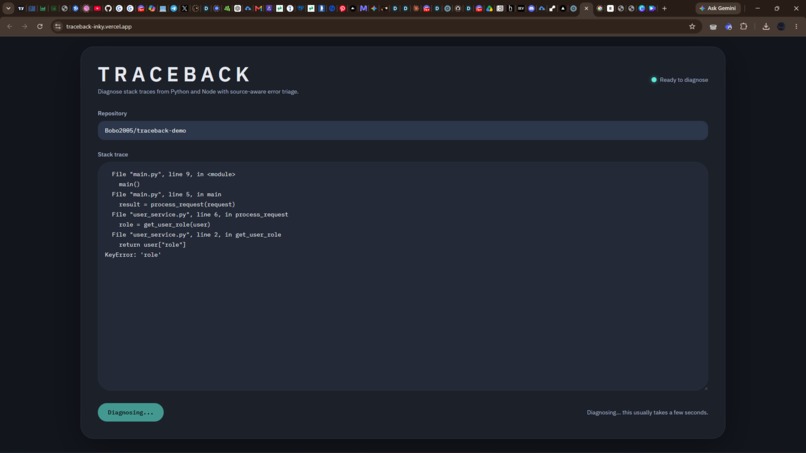 Traceback – screenshot 1