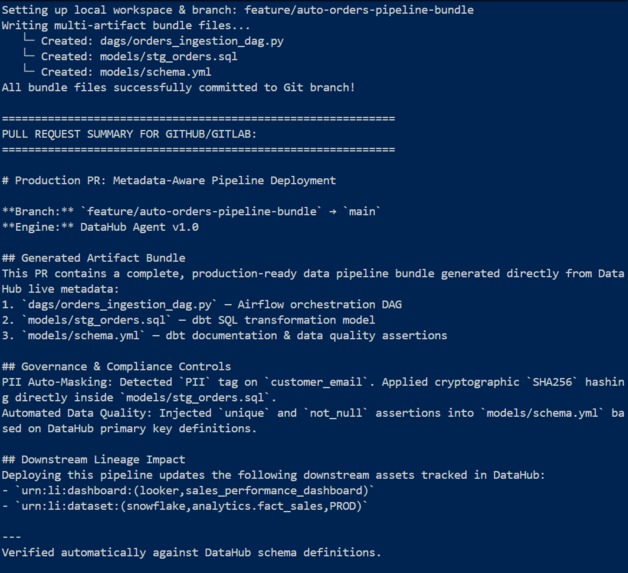 DataHub Metadata-Aware Code Gen Agent – screenshot 1