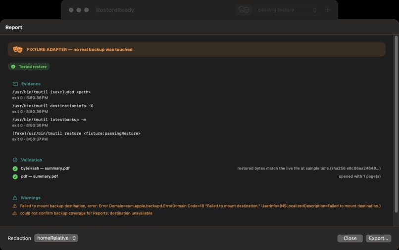 RestoreReady – screenshot 1