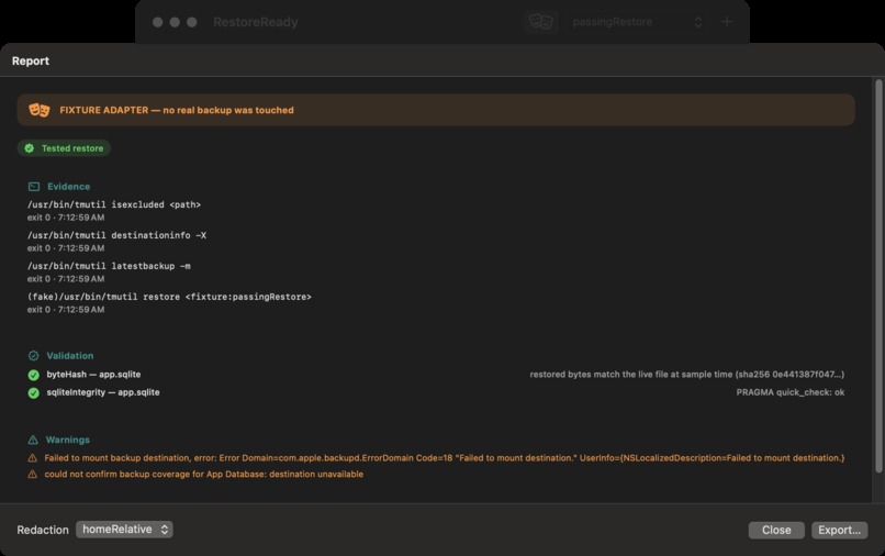 RestoreReady – screenshot 2