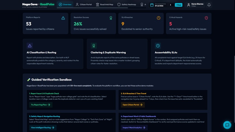 NagarSeva × RoadPulse: AI Civic Intelligence Platform – screenshot 2