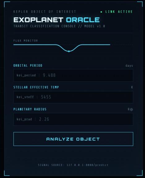 Kepler Exoplanet Oracle – screenshot 1