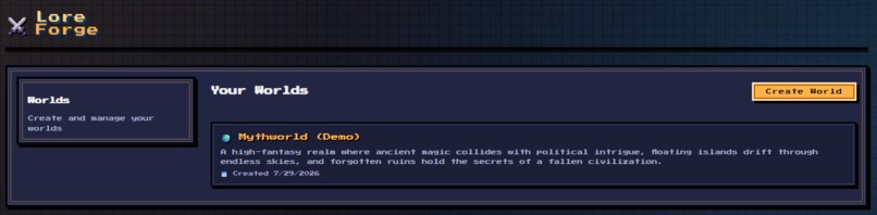 LoreForge – screenshot 2