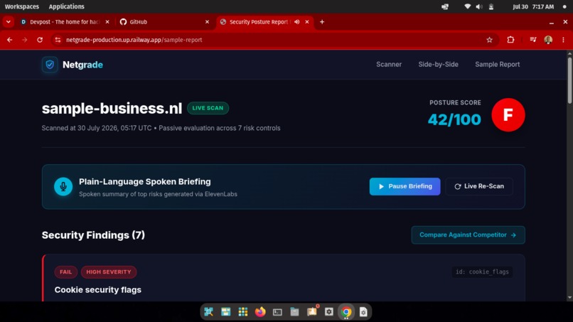 Netgrade - Passive Security Posture Scanner – screenshot 1
