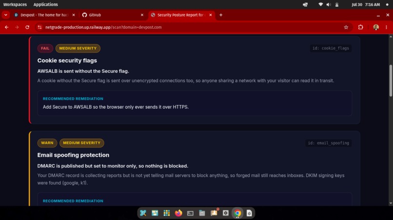 Netgrade - Passive Security Posture Scanner – screenshot 7