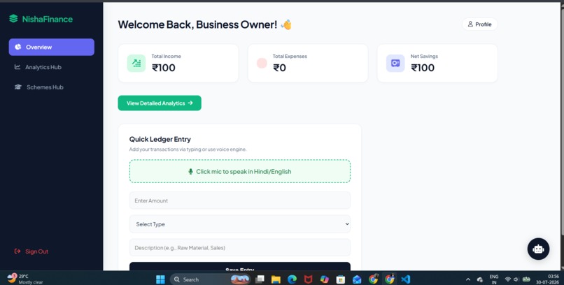 NishaFinance Tracker Project – screenshot 1