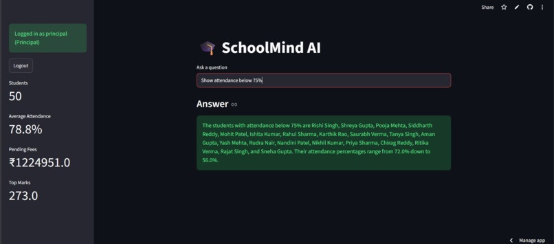 SchoolMind AI — Conversational School Data Assistant – screenshot 1