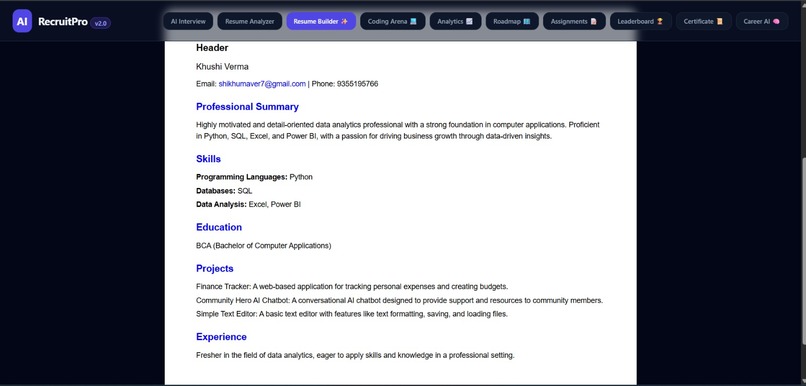RecruitPro – AI Interview & Career Ecosystem – screenshot 3