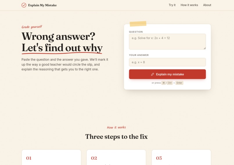 Explain-my-mistake – screenshot 1