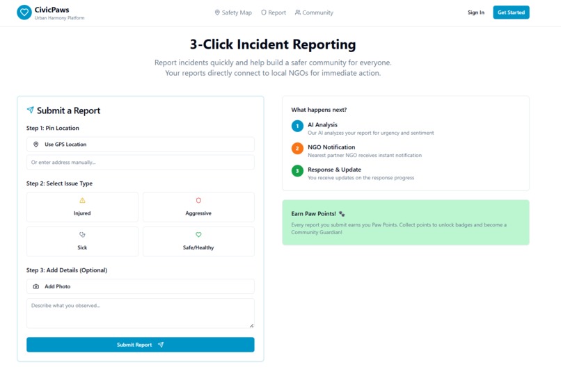 CivicPaws: AI-Powered Platform for Human-Animal Coexistence – screenshot 4