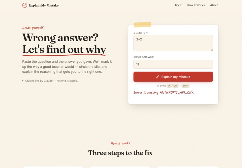 Explain-my-mistake – screenshot 1