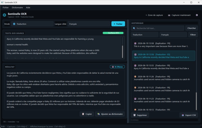 Sentinelle OCR – screenshot 2