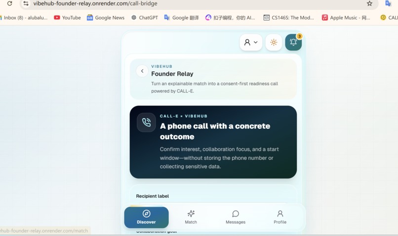 VibeHub Founder Relay – screenshot 2
