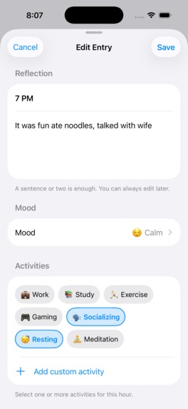 Hourly Journal – screenshot 2