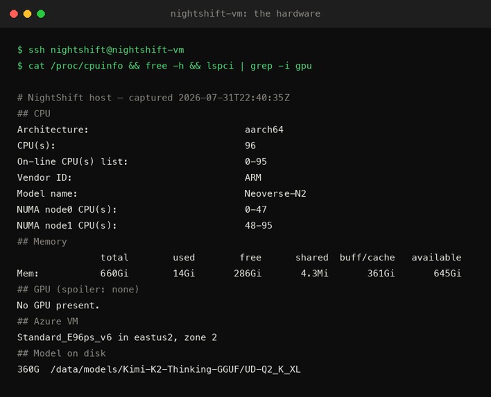NightShift — a trillion-parameter AI engineer on Arm CPUs – screenshot 5