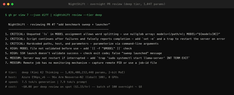 NightShift — a trillion-parameter AI engineer on Arm CPUs – screenshot 6