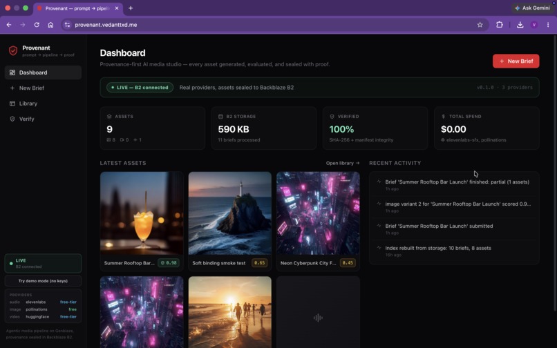 Provenant – screenshot 1