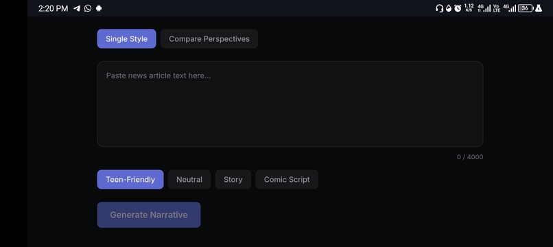 Narrative lens  – screenshot 3