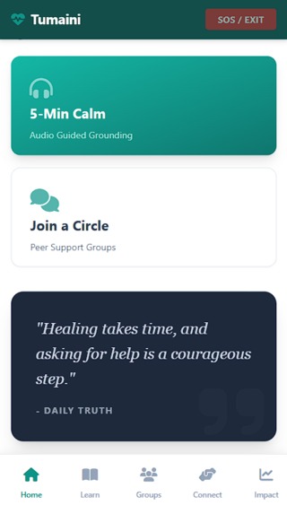 Tumaini peer support – screenshot 2