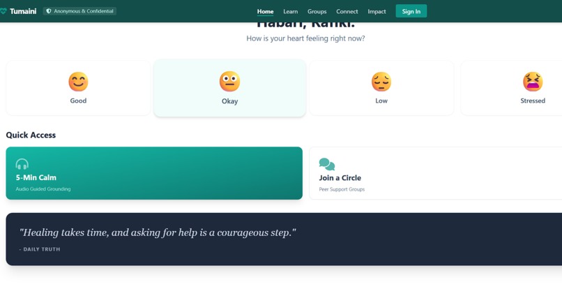 Tumaini peer support – screenshot 4