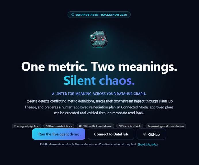 Rosetta — the Semantic Consistency Agent for DataHub – screenshot 1