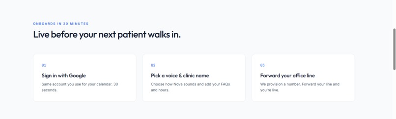 Nova — AI Front Desk for Small Clinics – screenshot 2